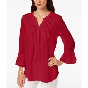 Maroon V-Neck Blouse